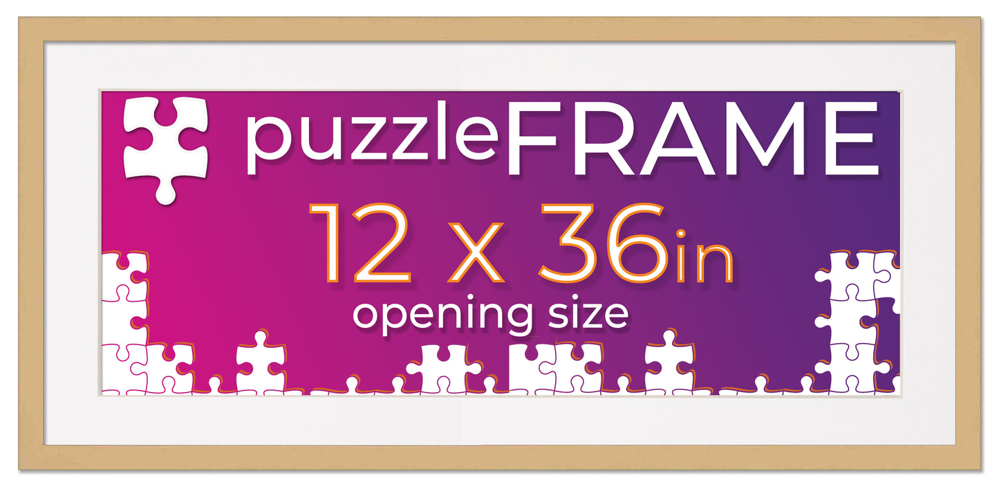 Natural Frame With White Mat for Jigsaw Puzzles