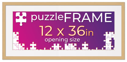 Natural Frame With White Mat for Jigsaw Puzzles