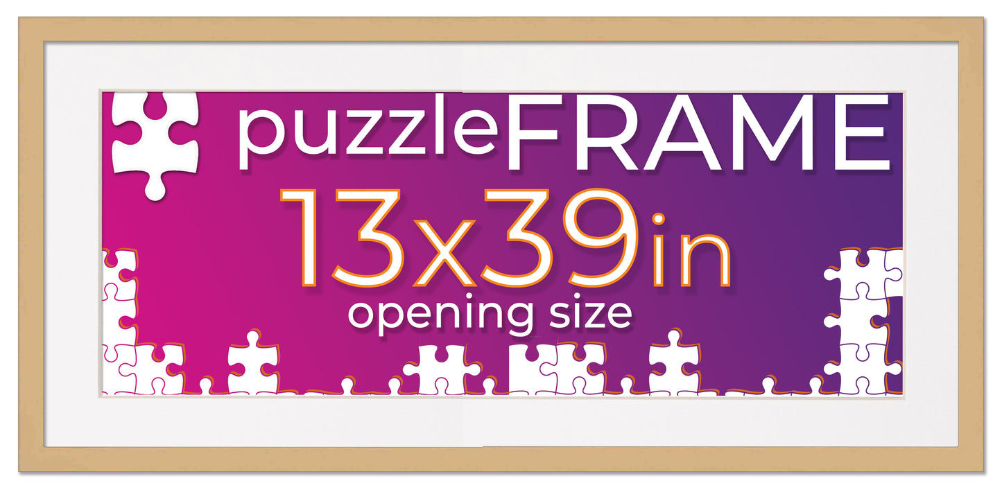 Natural Frame With White Mat for Jigsaw Puzzles