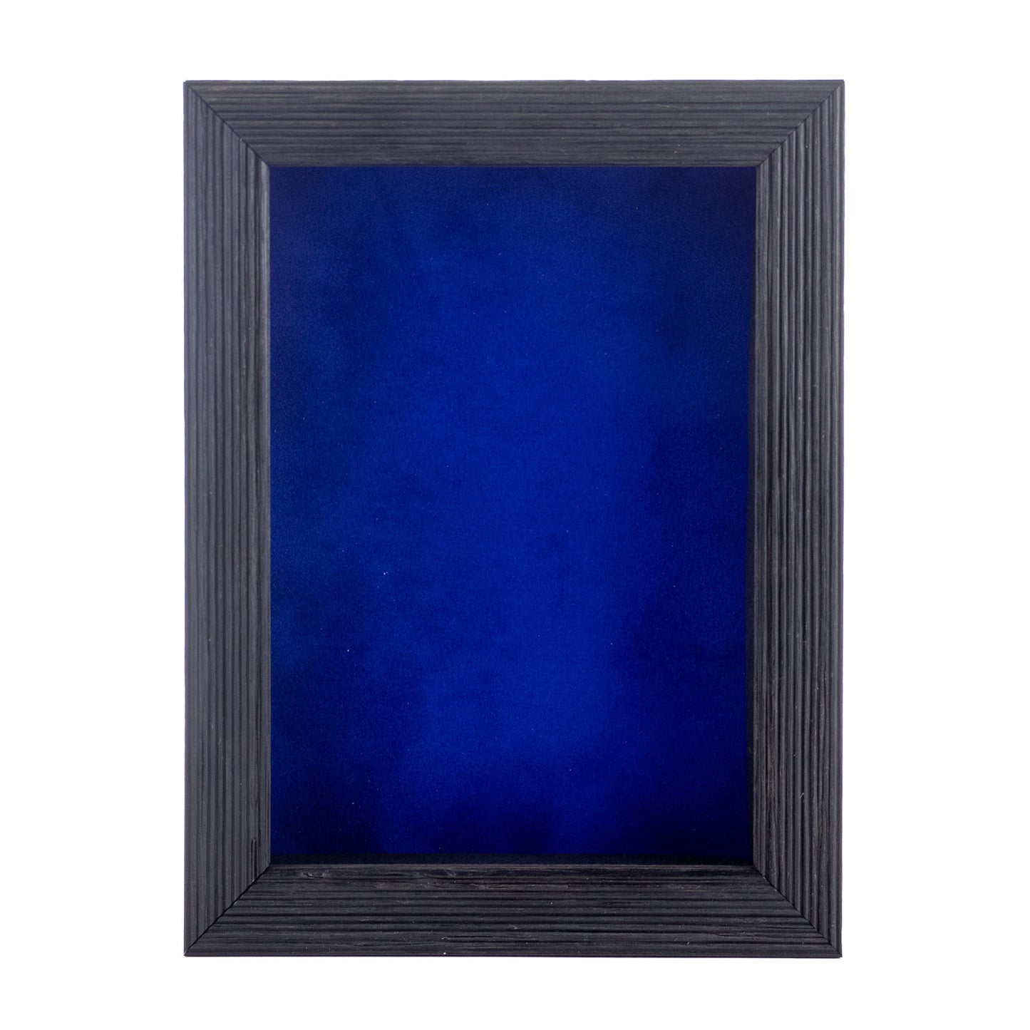 Distressed Black Shadow Box Frame With Royal Blue Acid-Free Suede Backing