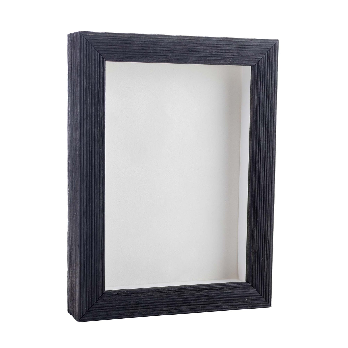 Distressed Black Shadow Box Frame With White Acid-Free Suede Backing