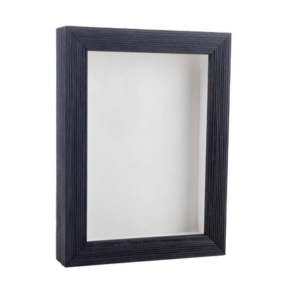 Distressed Black Shadow Box Frame With White Acid-Free Suede Backing