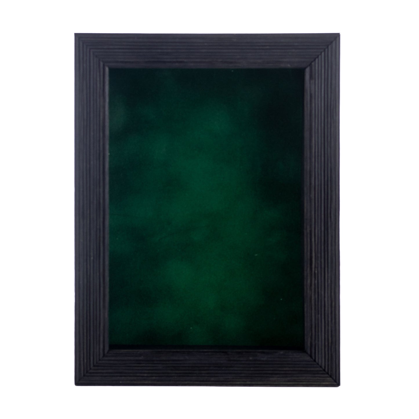 Distressed Black Shadow Box Frame With Forest Green Acid-Free Suede Backing