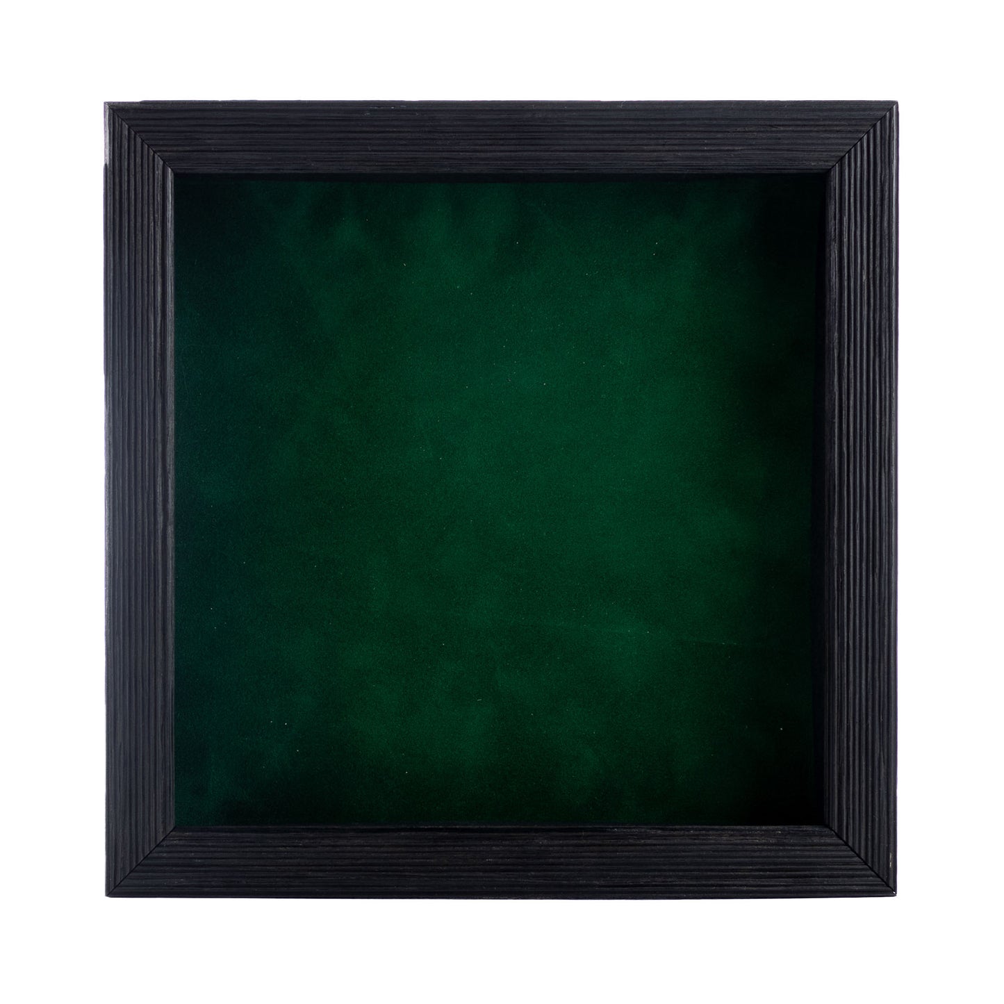 Distressed Black Shadow Box Frame With Forest Green Acid-Free Suede Backing