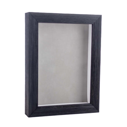 Distressed Black Shadow Box Frame With Light Grey Acid-Free Suede Backing