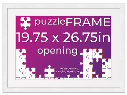 White Frame With White Mat for Jigsaw Puzzles