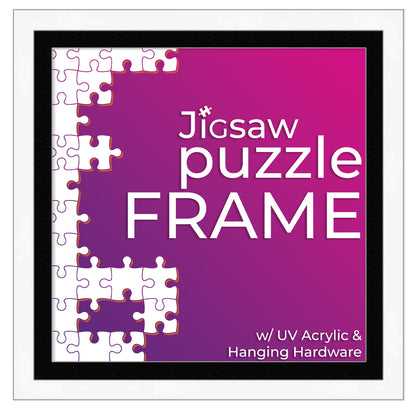 White Frame With Black Mat for Jigsaw Puzzles
