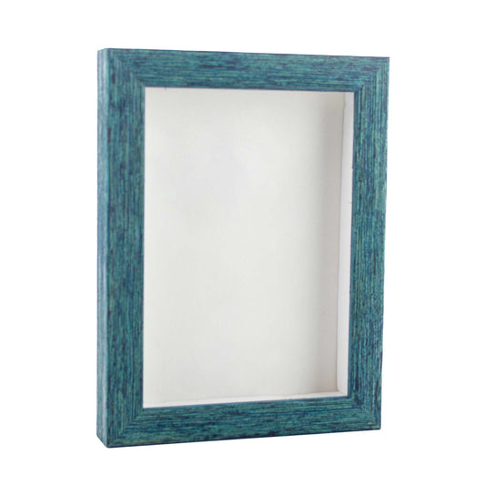 Distressed Blue Shadow Box Frame With White Acid-Free Suede Backing