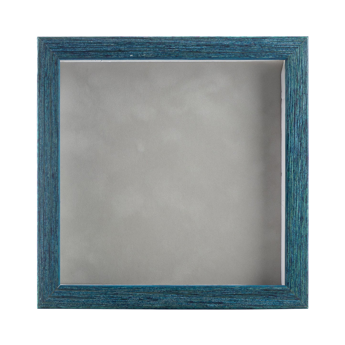 Distressed Blue Shadow Box Frame With Light Grey Acid-Free Suede Backing