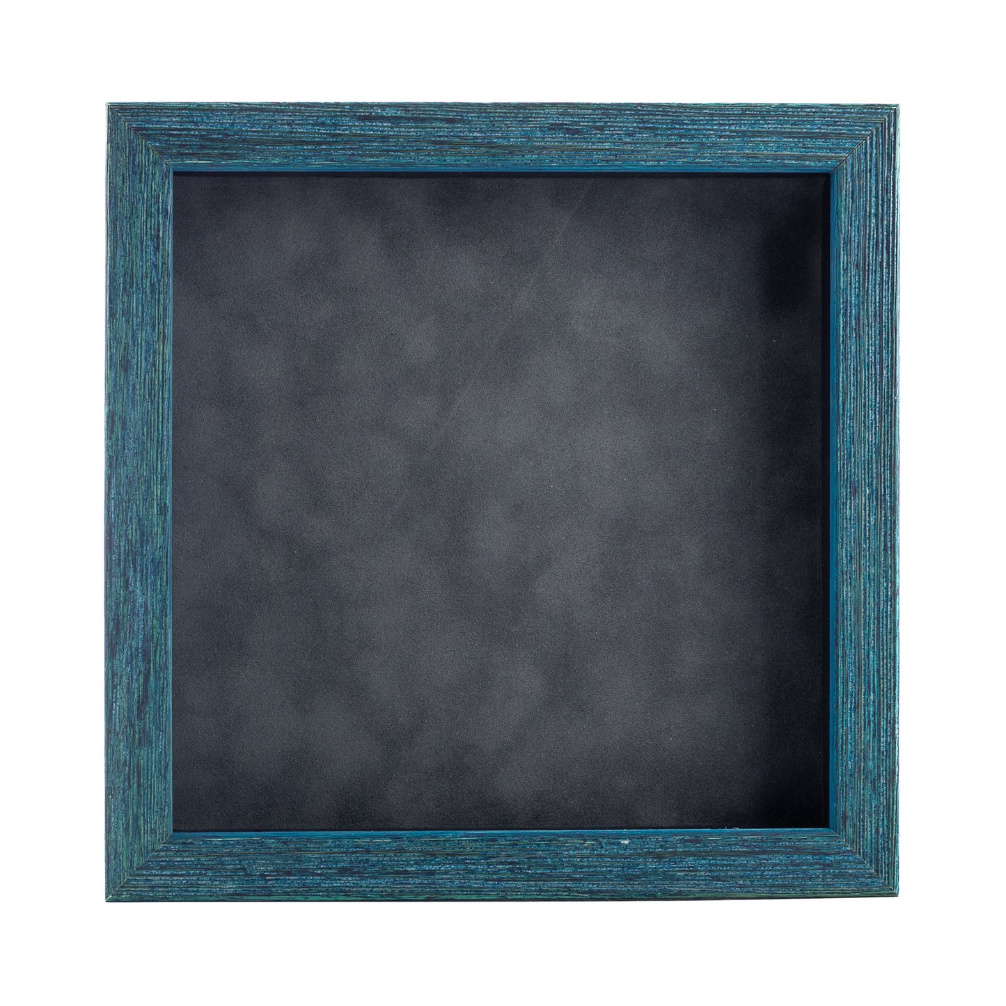 Distressed Blue Shadow Box Frame With Dark Grey Acid-Free Suede Backing