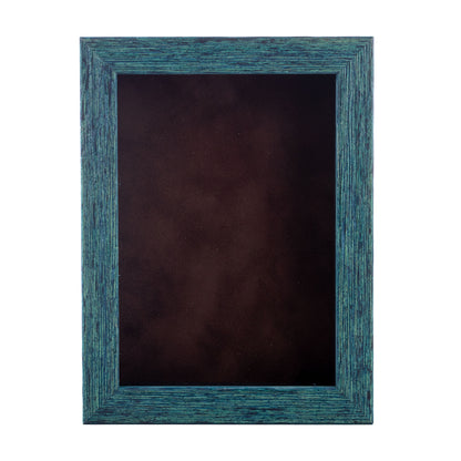 Distressed Blue Shadow Box Frame With Brown Acid-Free Suede Backing