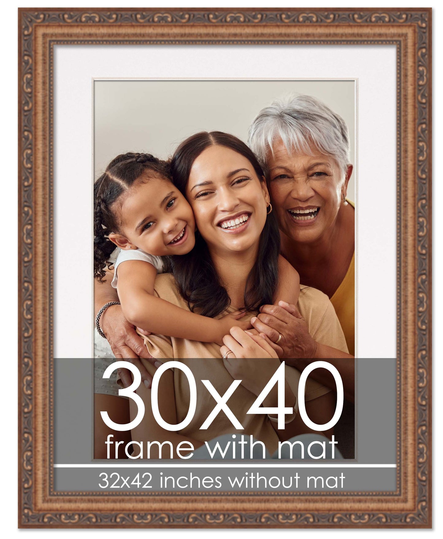 Antique Gold Frame with White Mat