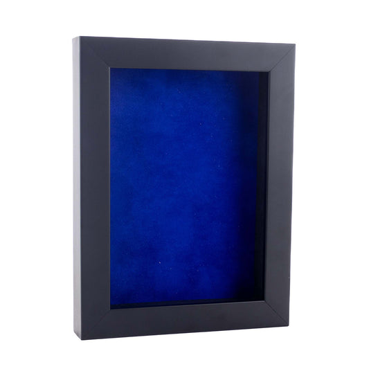 Black Shadow Box Frame With Royal Blue Acid-Free Suede Backing