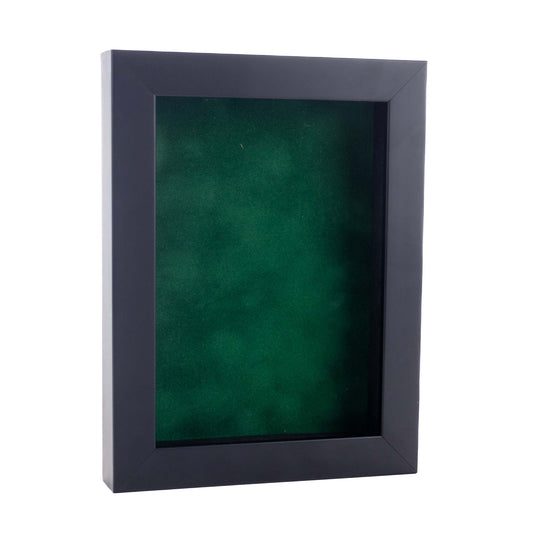 Black Shadow Box Frame With Forest Green Acid-Free Suede Backing