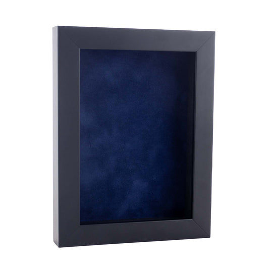Black Shadow Box Frame With Navy Blue Acid-Free Suede Backing