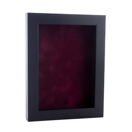 Black Shadow Box Frame With Dark Berry Acid-Free Suede Backing