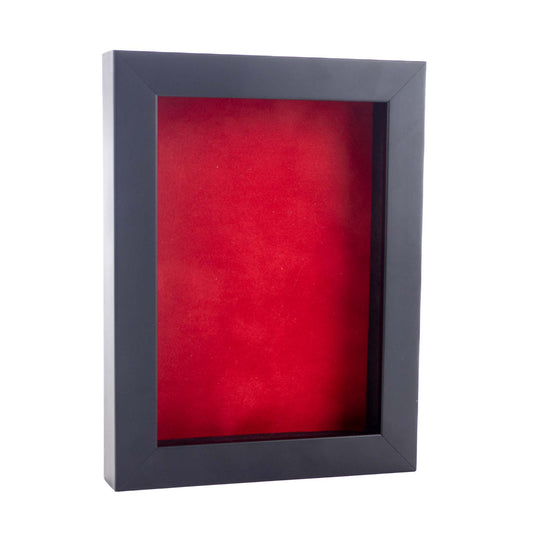 Black Shadow Box Frame With Red Acid-Free Suede Backing