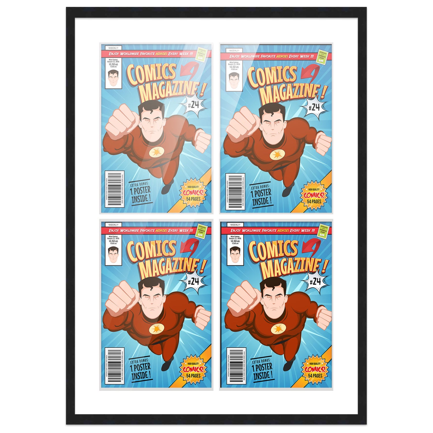 Brown Frame with White Mat – Poster Palooza
