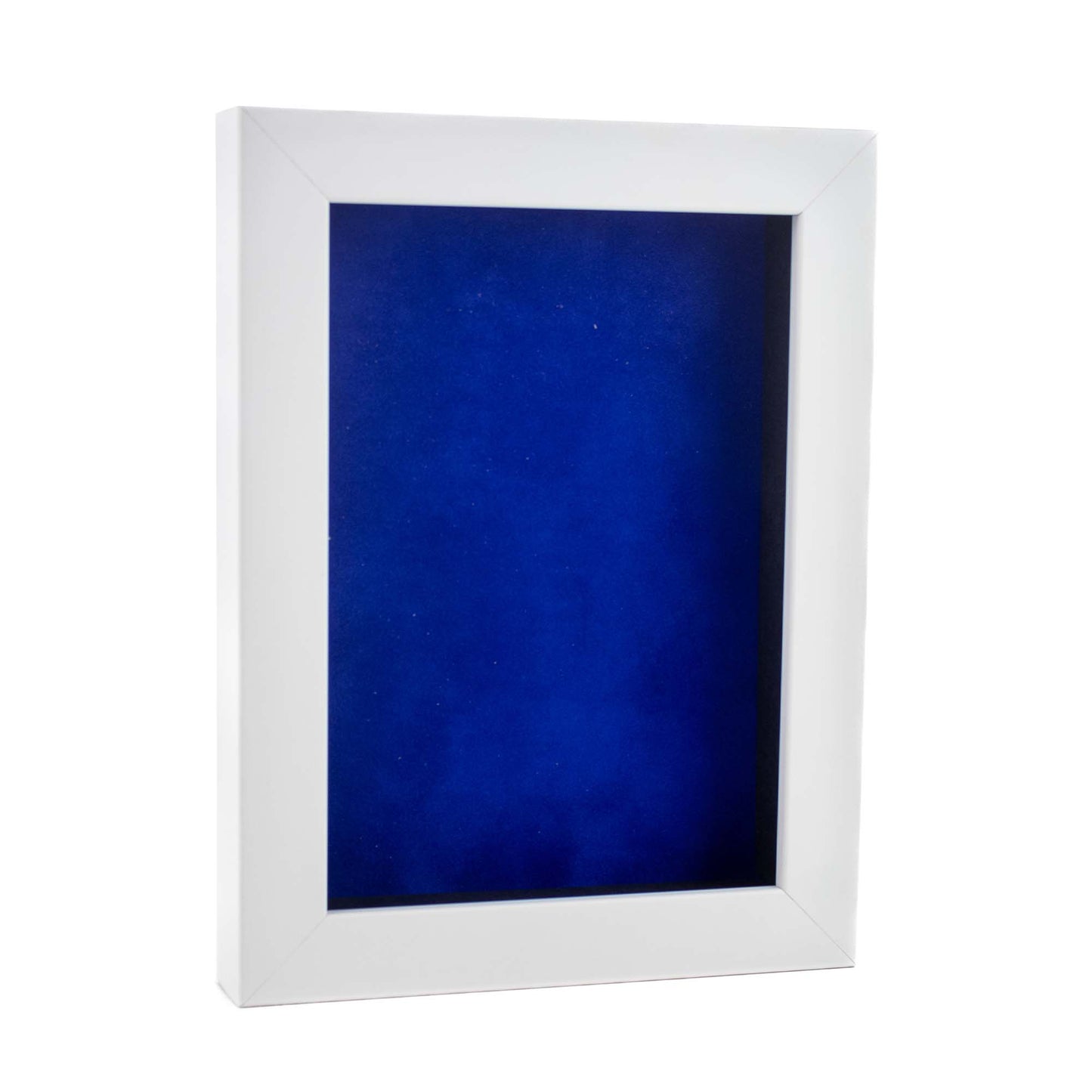 White Shadow Box Frame With Royal Blue Acid-Free Suede Backing