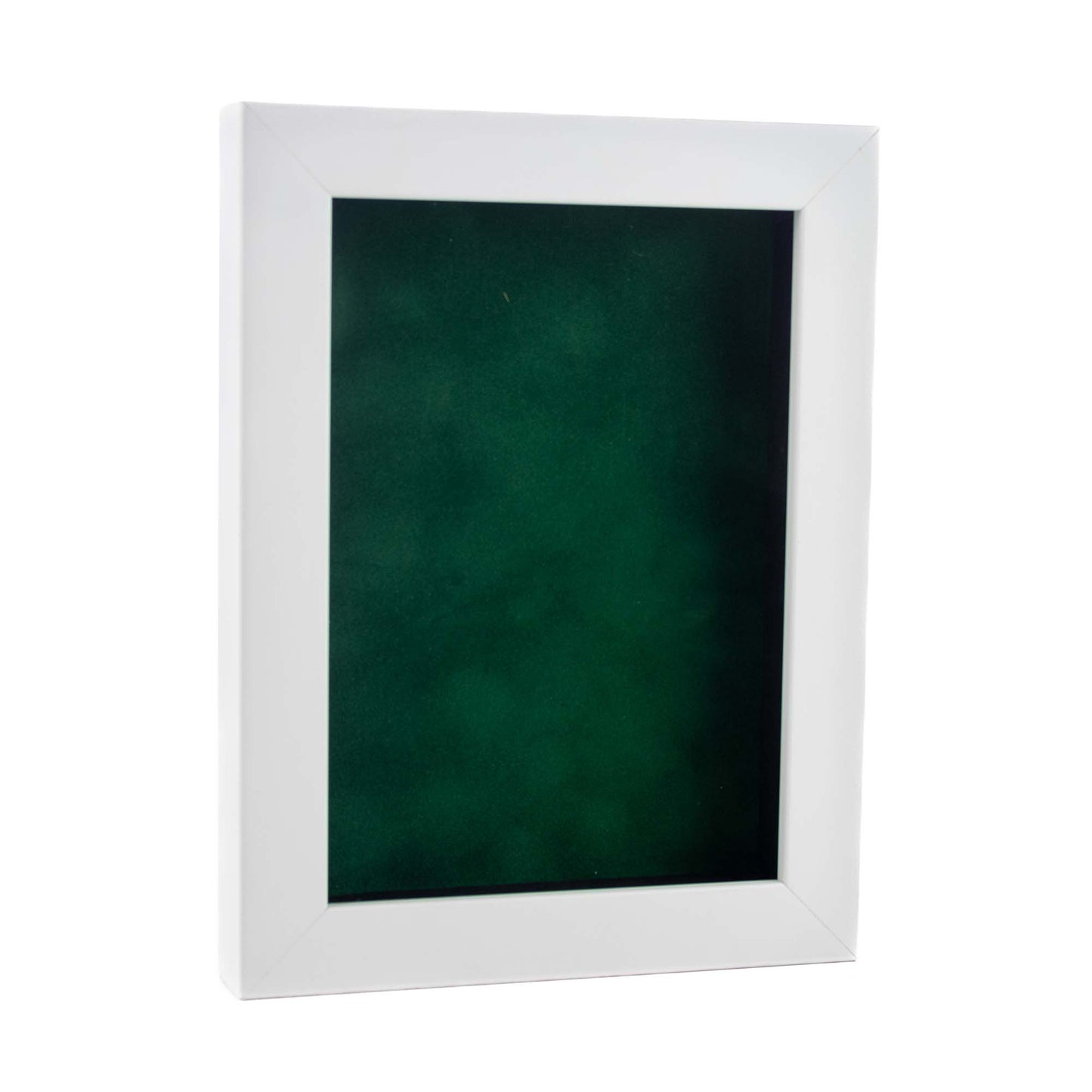 White Shadow Box Frame With Forest Green Acid-Free Suede Backing