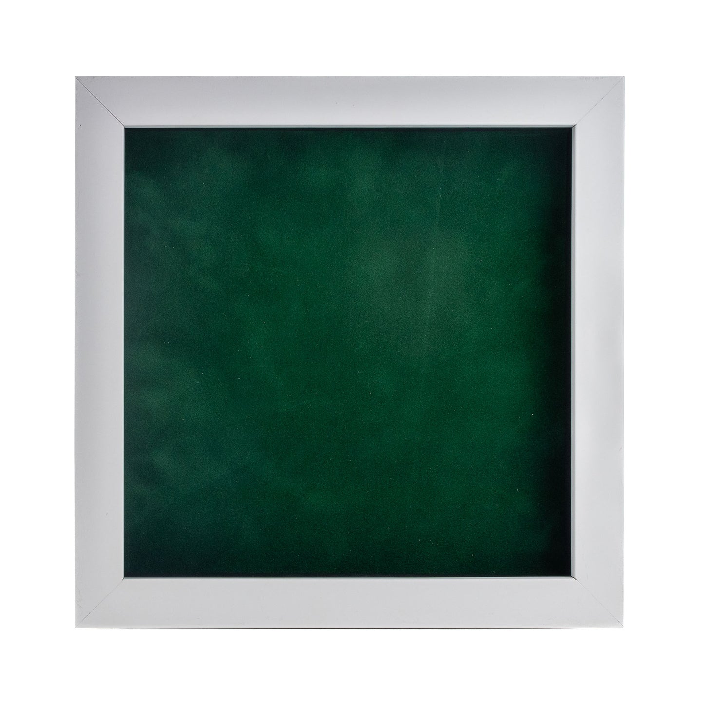 White Shadow Box Frame With Forest Green Acid-Free Suede Backing