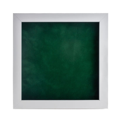 White Shadow Box Frame With Forest Green Acid-Free Suede Backing