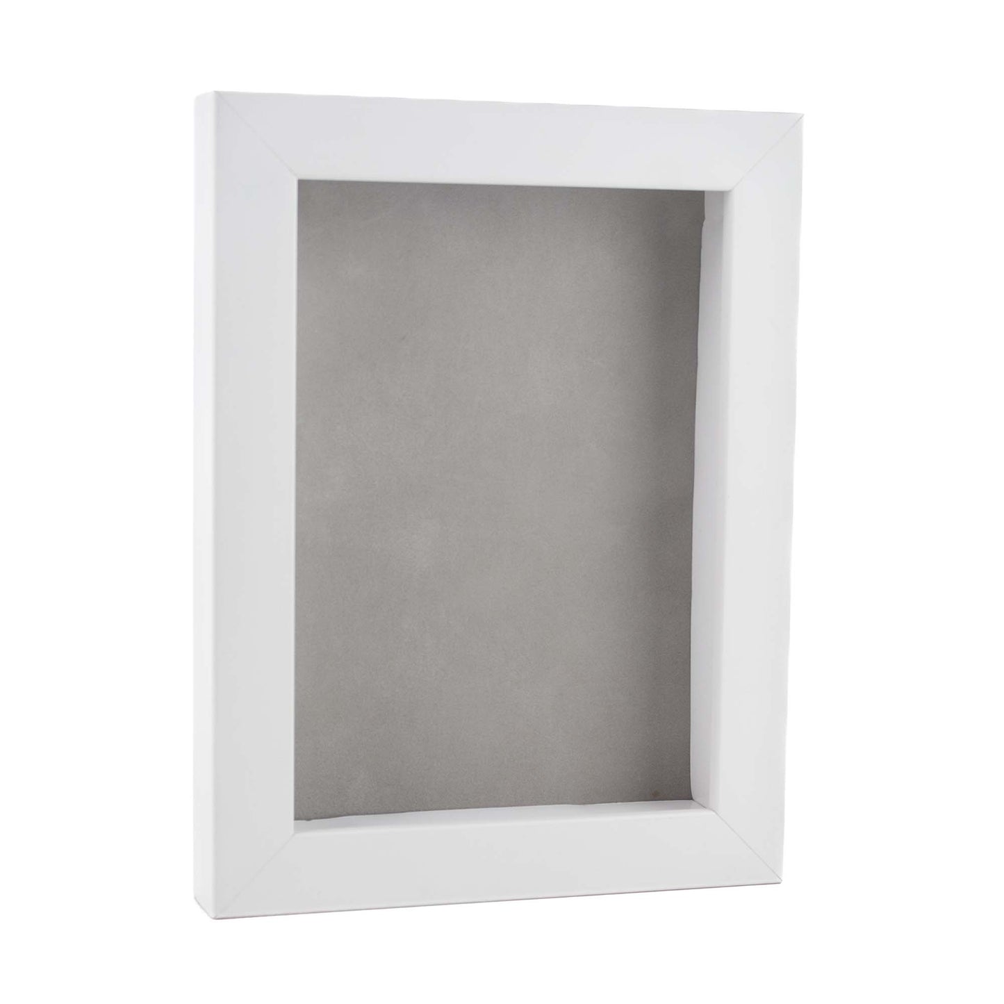 White Shadow Box Frame With Light Grey Acid-Free Suede Backing