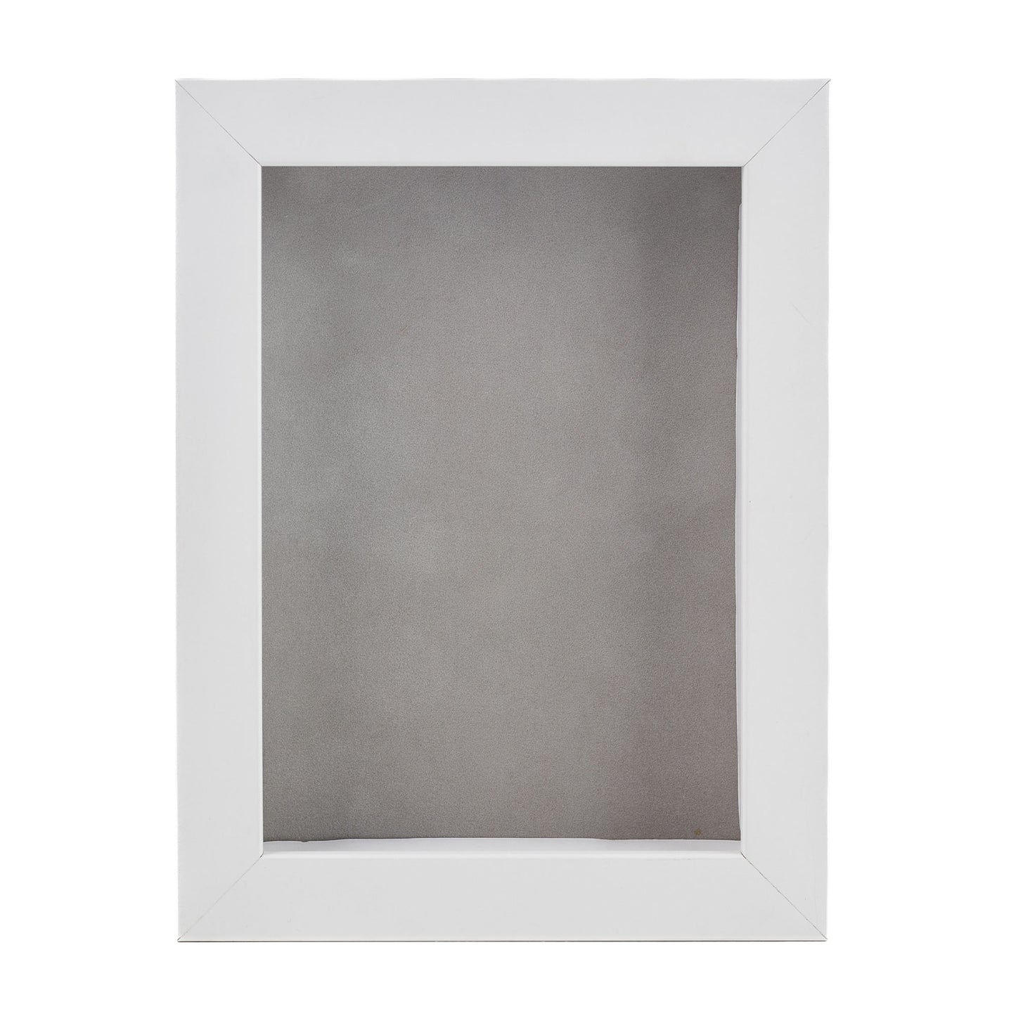 White Shadow Box Frame With Light Grey Acid-Free Suede Backing