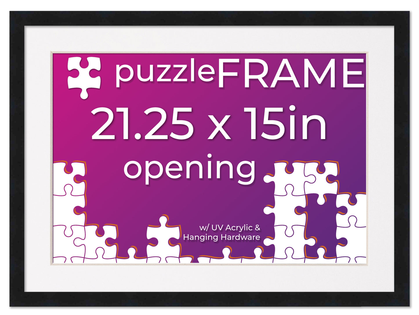 Black Frame With White Mat for Jigsaw Puzzles