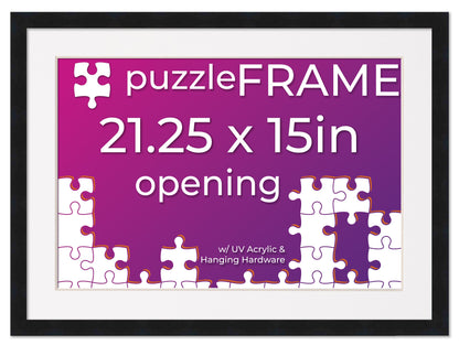 Black Frame With White Mat for Jigsaw Puzzles