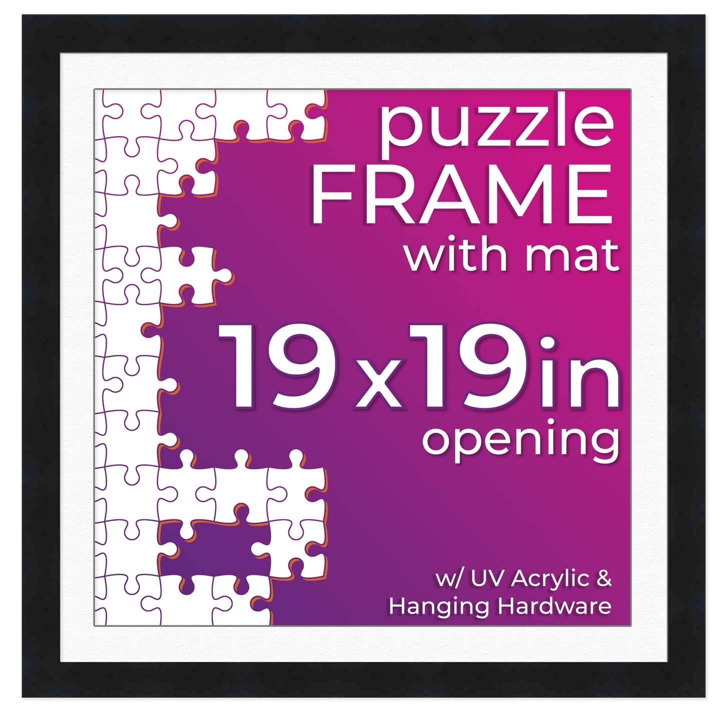Black Frame With White Mat for Jigsaw Puzzles