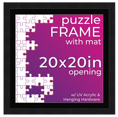 Black Frame With Black Mat for Jigsaw Puzzles