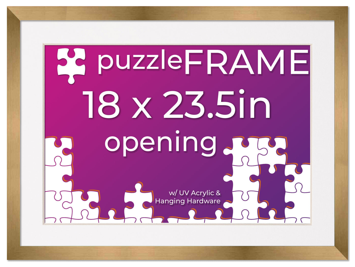 Bronze Frame With White Mat for Jigsaw Puzzles