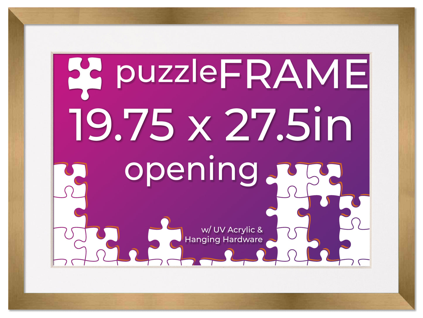 Bronze Frame With White Mat for Jigsaw Puzzles