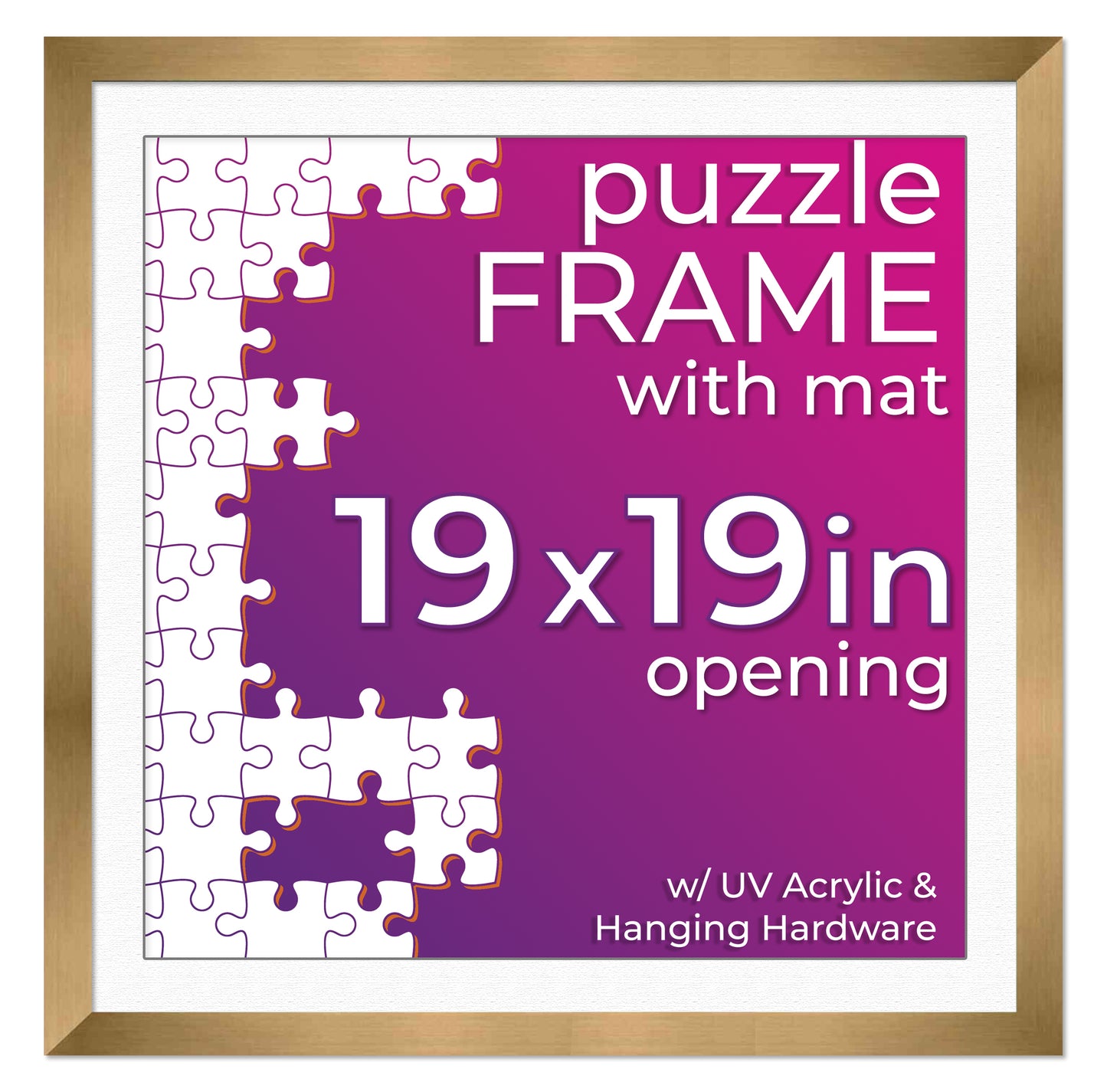 Bronze Frame With White Mat for Jigsaw Puzzles