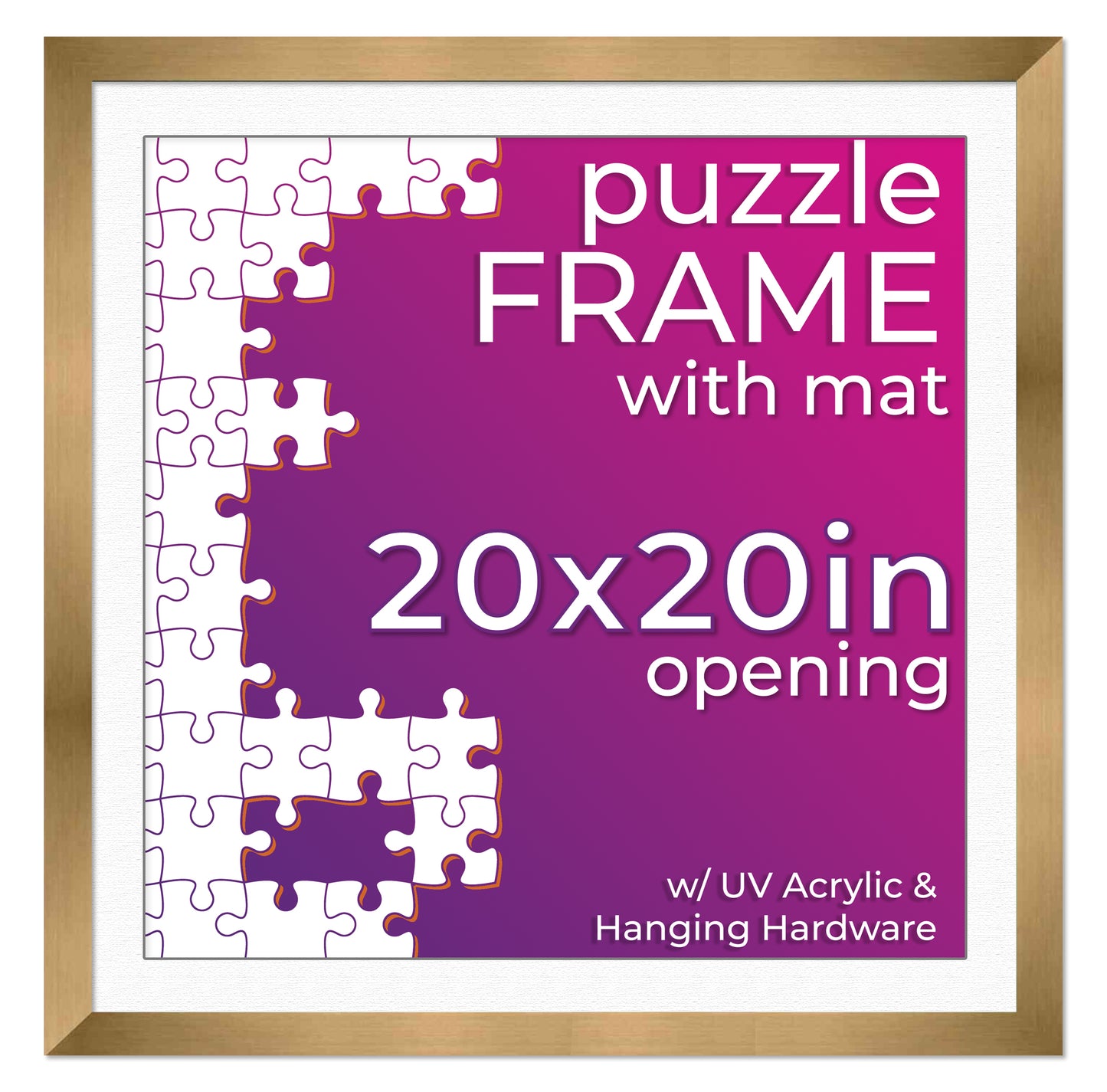 Bronze Frame With White Mat for Jigsaw Puzzles