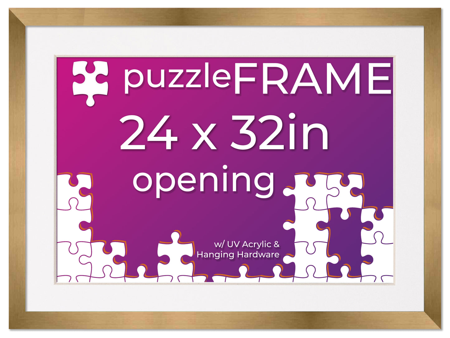 Bronze Frame With White Mat for Jigsaw Puzzles