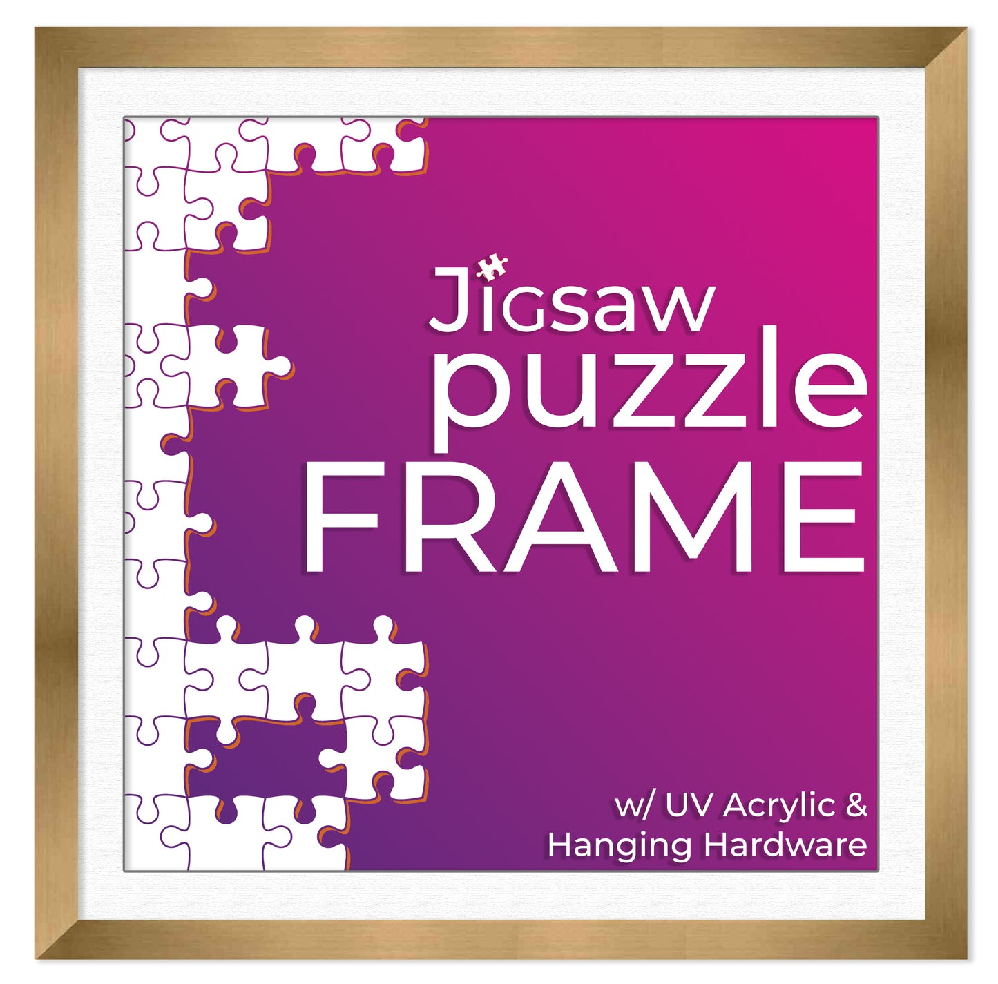 Bronze Frame With White Mat for Jigsaw Puzzles
