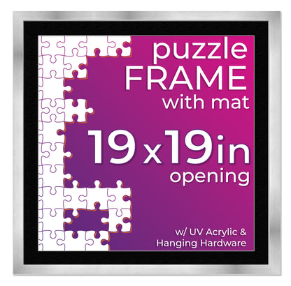 Silver Frame With Black Mat for Jigsaw Puzzles