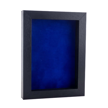Textured Black Shadow Box Frame With Royal Blue Acid-Free Suede Backing