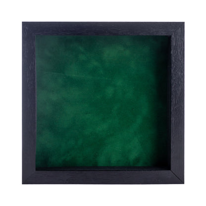 Textured Black Shadow Box Frame With Forest Green Acid-Free Suede Backing