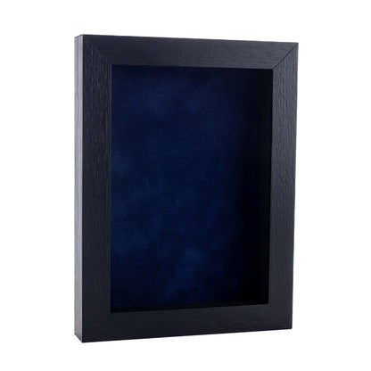 Textured Black Shadow Box Frame With Navy Blue Acid-Free Suede Backing