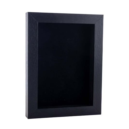 Textured Black Shadow Box Frame With Black Acid-Free Suede Backing