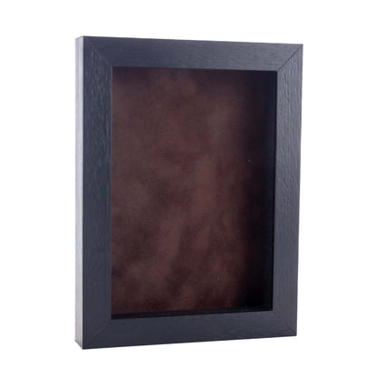 Textured Black Shadow Box Frame With Brown Acid-Free Suede Backing