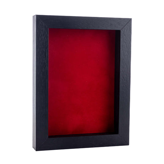 Textured Black Shadow Box Frame With Red Acid-Free Suede Backing