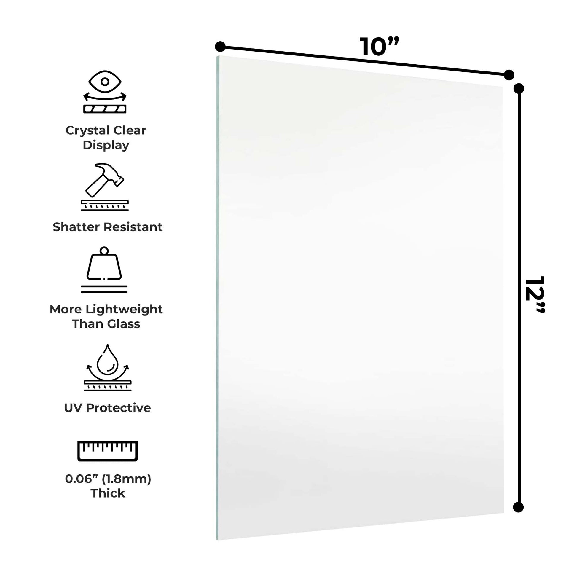 Non-Glare Acrylic Replacement for 8x8 Picture Frame, Replacement Acrylic for 8x8 Photo Frame, UV-Resistant, Size: 8 x 8, Clear